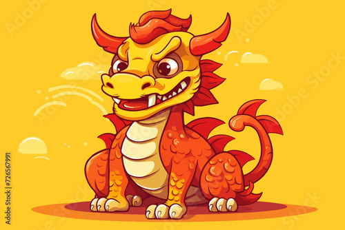 cute chibi chinese dragon for chinese new year 2024, chinese lucky dragon symbol, Lùhng, ryū, 龍/竜, yong, 용, mungkorn, มังกรจีน, rồng, generative AI