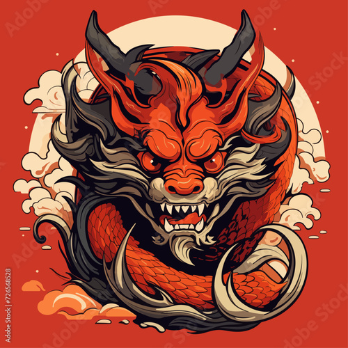 traditional red chinese dragon for chinese new year 2024, chinese logo, chinese lucky dragon symbol, Lùhng, ryū, 龍/竜, yong, 용, mungkorn, มังกรจีน, rồng, generative AI