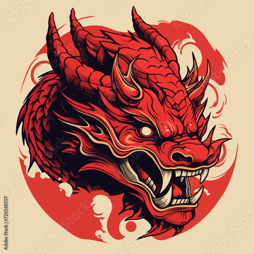 traditional red chinese dragon for chinese new year 2024, chinese logo, chinese lucky dragon symbol, Lùhng, ryū, 龍/竜, yong, 용, mungkorn, มังกรจีน, rồng, generative AI