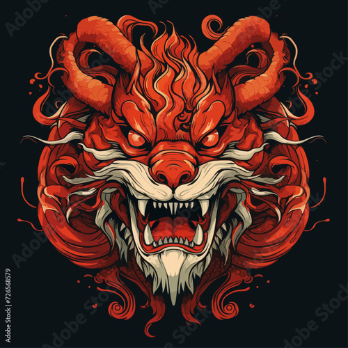 traditional red chinese picture of dragon for chinese new year 2024, chinese lucky dragon symbol, Lùhng, ryū, 龍/竜, yong, 용, mungkorn, มังกรจีน, rồng, generative AI
