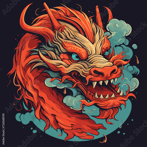 traditional red chinese picture of dragon for chinese new year 2024, chinese lucky dragon symbol, Lùhng, ryū, 龍/竜, yong, 용, mungkorn, มังกรจีน, rồng, generative AI
