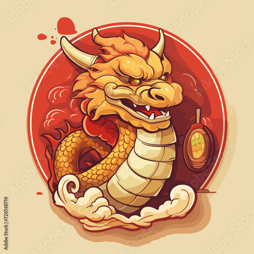 traditional red chinese dragon for chinese new year 2024, chinese logo, chinese lucky dragon symbol, Lùhng, ryū, 龍/竜, yong, 용, mungkorn, มังกรจีน, rồng, generative AI