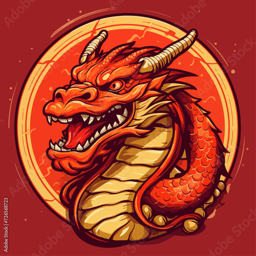 traditional red chinese dragon for chinese new year 2024, chinese logo, chinese lucky dragon symbol, Lùhng, ryū, 龍/竜, yong, 용, mungkorn, มังกรจีน, rồng, generative AI