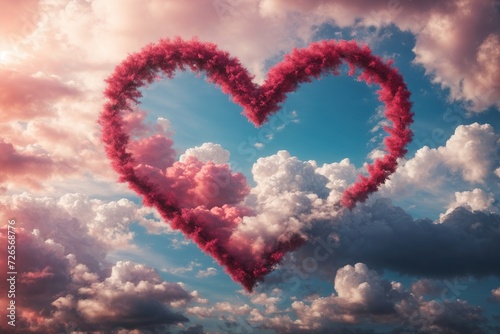  beautiful colorful valentine day heart in the clouds as abstract background