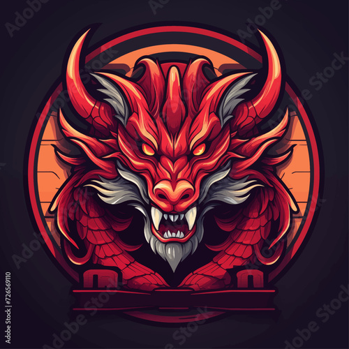 traditional red chinese dragon for chinese new year 2024, chinese logo, chinese lucky dragon symbol, Lùhng, ryū, 龍/竜, yong, 용, mungkorn, มังกรจีน, rồng, generative AI