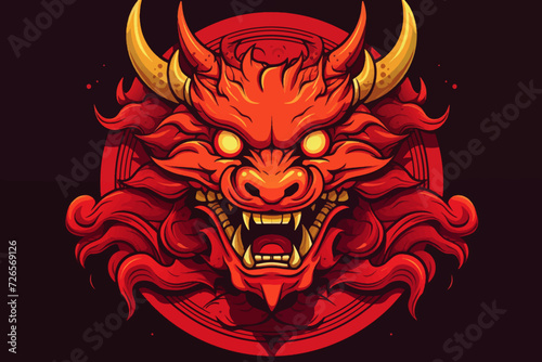 traditional red chinese dragon for chinese new year 2024, chinese logo, chinese lucky dragon symbol, Lùhng, ryū, 龍/竜, yong, 용, mungkorn, มังกรจีน, rồng, generative AI