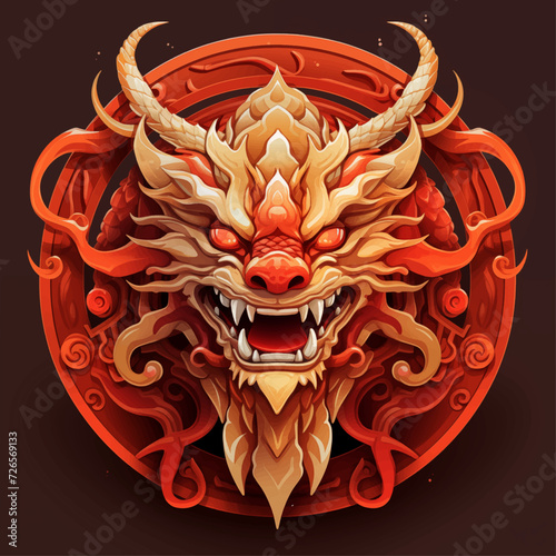 traditional red chinese dragon for chinese new year 2024, chinese logo, chinese lucky dragon symbol, Lùhng, ryū, 龍/竜, yong, 용, mungkorn, มังกรจีน, rồng, generative AI