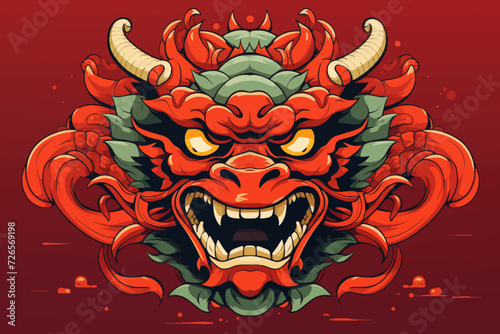 traditional red chinese picture of dragon for chinese new year 2024, chinese lucky dragon symbol, Lùhng, ryū, 龍/竜, yong, 용, mungkorn, มังกรจีน, rồng, generative AI