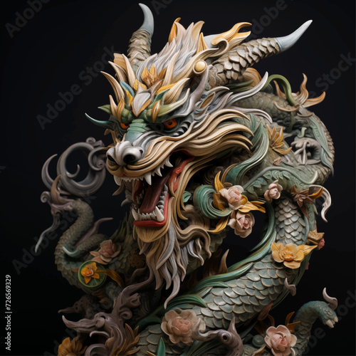 traditional chinese dragon for chinese new year 2024, chinese lucky dragon symbol, Lùhng, ryū, 龍/竜, yong, 용, mungkorn, มังกรจีน, rồng, generative AI