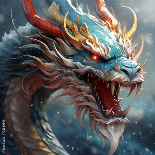 traditional chinese dragon for chinese new year 2024, chinese lucky dragon symbol, Lùhng, ryū, 龍/竜, yong, 용, mungkorn, มังกรจีน, rồng, generative AI