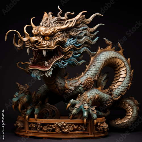 traditional chinese dragon for chinese new year 2024, chinese lucky dragon symbol, Lùhng, ryū, 龍/竜, yong, 용, mungkorn, มังกรจีน, rồng, generative AI