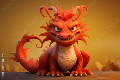 cute chibi chinese dragon for chinese new year 2024, chinese lucky dragon symbol, Lùhng, ryū, 龍/竜, yong, 용, mungkorn, มังกรจีน, rồng, generative AI
