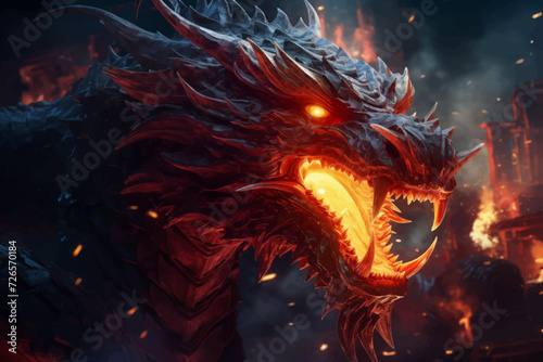 traditional red chinese dragon for chinese new year 2024, chinese lucky dragon symbol, Lùhng, ryū, 龍/竜, yong, 용, mungkorn, มังกรจีน, rồng, generative AI
