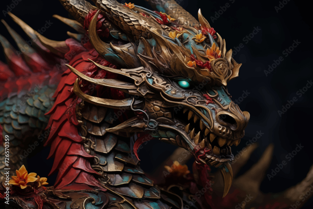 traditional chinese dragon for chinese new year 2024, chinese lucky dragon symbol, Lùhng, ryū, 龍/竜, yong, 용, mungkorn, มังกรจีน, rồng, generative AI