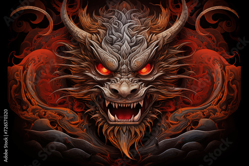 traditional red chinese dragon for chinese new year 2024, chinese lucky dragon symbol, Lùhng, ryū, 龍/竜, yong, 용, mungkorn, มังกรจีน, rồng, generative AI