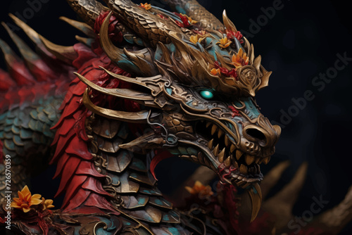traditional chinese dragon for chinese new year 2024, chinese lucky dragon symbol, Lùhng, ryū, 龍/竜, yong, 용, mungkorn, มังกรจีน, rồng, generative AI