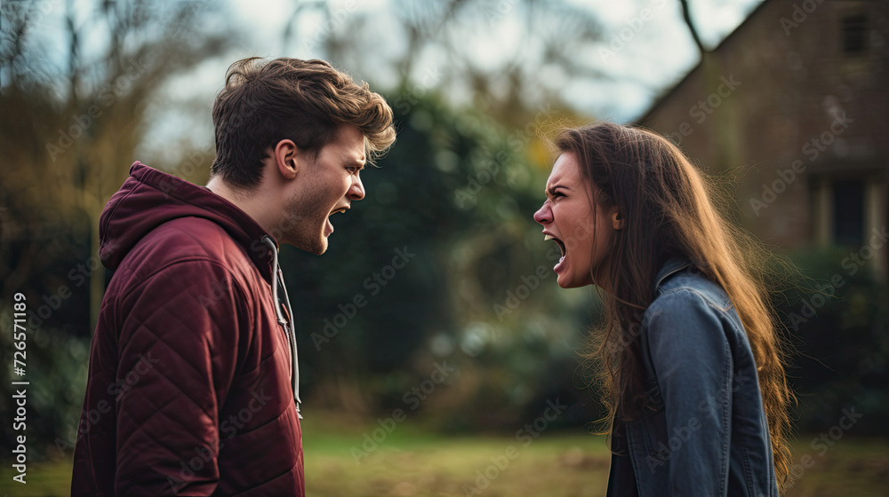 Fototapeta premium Couple yelling at each other