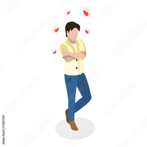 3D Isometric Flat Vector Illustration of Selflove, Psychology Therapy, Positive thinking. Item 2