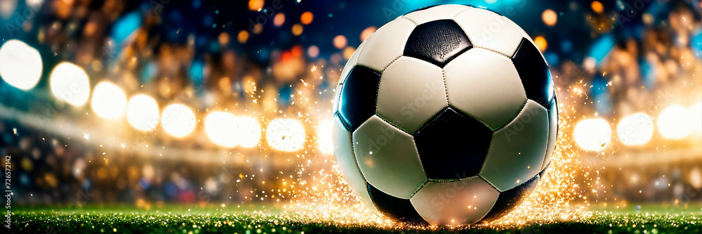 Fototapeta premium soccer ball in the goal. Selective focus.