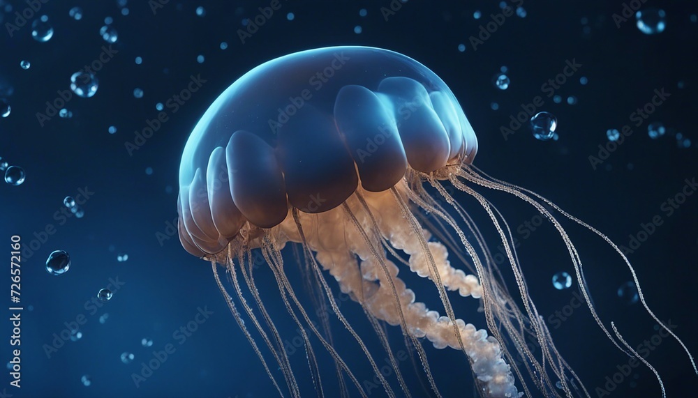 Fototapeta premium Jellyfish. Large jellyfish underwater. Marine life. AI generated