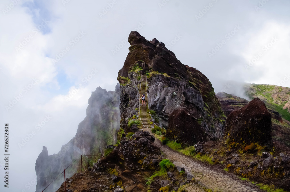 Portugal, Madeira, View of the mountains and rocks near Arieiro peak - the highest point of Madeira island.