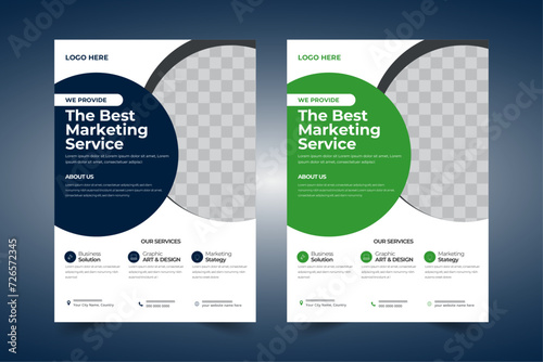 a bundle of 2 templates of A4 Business Flyer Set with Creative Geometrics,  Business Flyer Collection with Modern Geometry, Flyer Bundle with Sleek Modern Designs