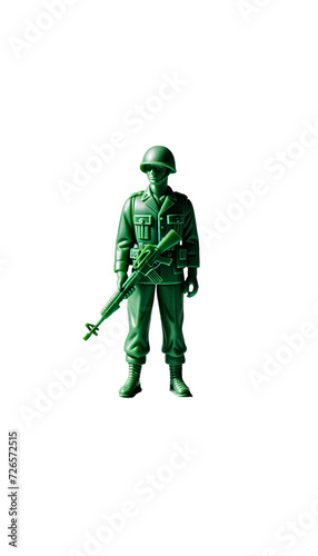 Toy green military soldier. Plastic soldier with a machine gun