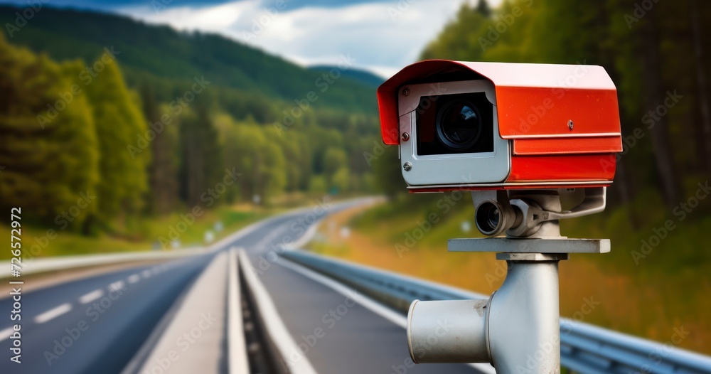 A Roadside Radar Camera Diligently Monitoring Vehicle Speeds A Roadside Radar Camera Diligently Monitoring Vehicle Speeds