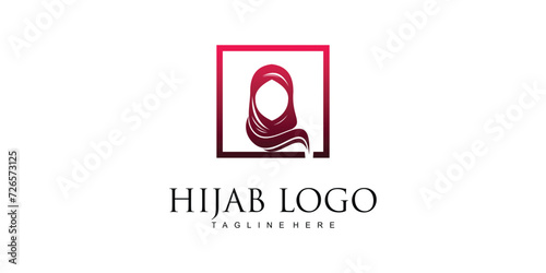 Top set Moslem hijab logo design with modern style premium vector