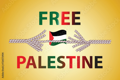 Free Palestine Vector illustration with rope.