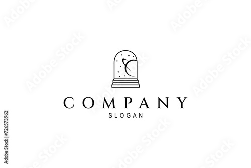 Vector logo with an abstract image of a portal to outer space decorated with stars.