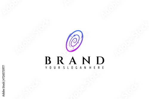 Vector logo template abstract image space galaxy rotating stars
