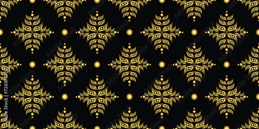 Seamless pattern. Abstract gold leaves. Vector illustration. Seamless pattern. Abstract gold leaves. Vector illustration.