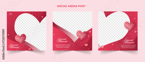 Set of love wedding party special day for social media post template vector