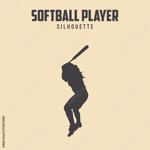 Softball Player black silhouette vector