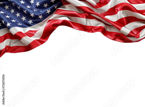 Obraz na płótnie US American flag isolated on white transparent, copy space, National holiday template, PNG w salonie