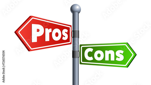 Street direction sign pros and cons vector. Conceptual illustration.