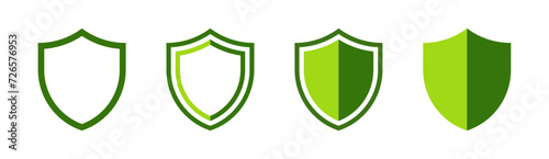 Green shield icon set