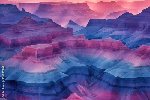 Surreal colorful landscape inspired by Grand Canyon. Background image. Created with Generative AI technology © Artem