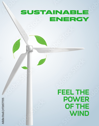 poster of wind turbine with green leaves