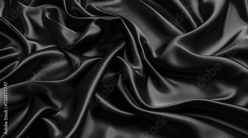 Black satin background. Luxury elegant silk, satin texture. 