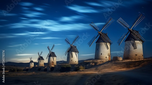 Windmills near Mota del Cuervo, Toledo, Castilla La Mancha, Spain