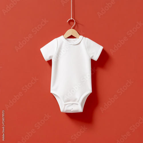Cute newborn child cotton white baby suit clothes toddler front blank mockup fashion design background.kids boy girl infant textile ,clothing body wear shirt apparel mock-up template.