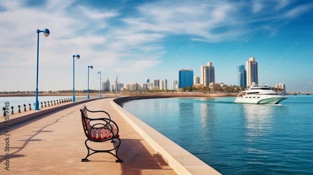 Waterfront Elegance - A Mesmerizing View of the City on the Persian Gulf