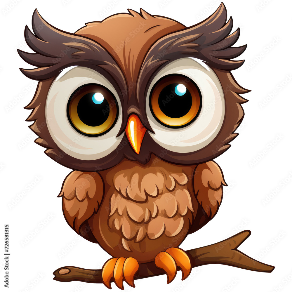 Fototapeta premium Cute owl clipart isolated on transparent background