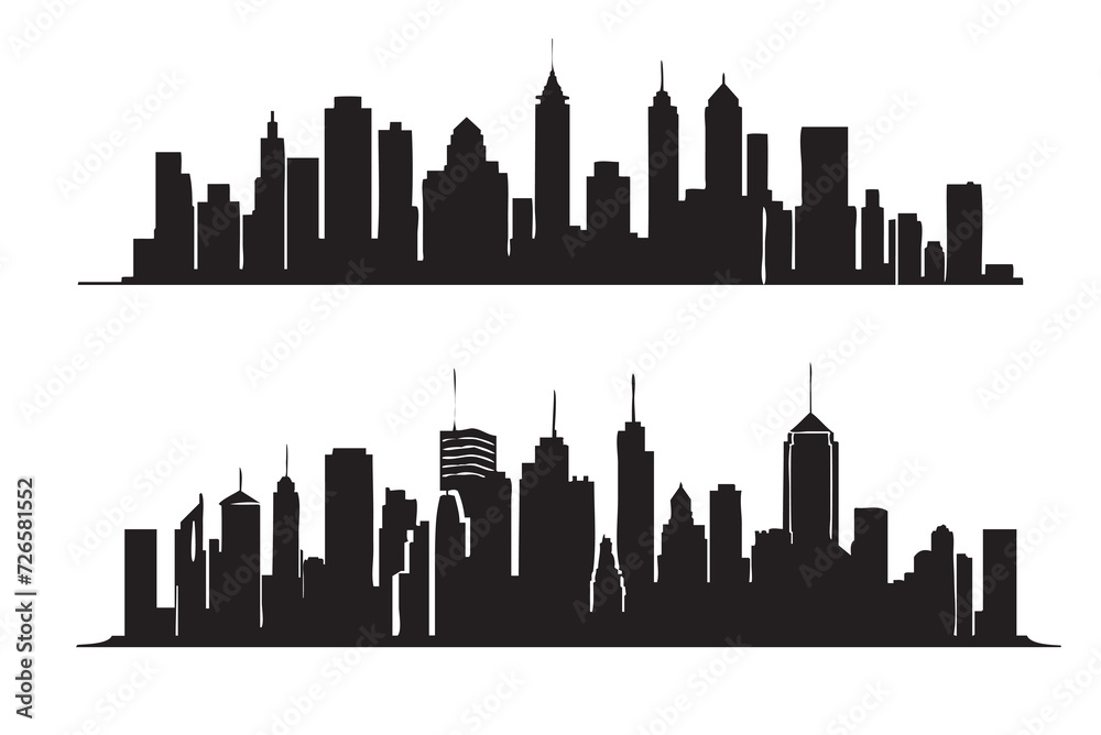 Silhouette of the city. City skyline. Vector illustration.