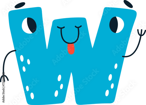 W Letter Funny Children Alphabet