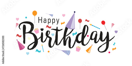 Happy Birthday typography vector design for greeting card, birthday card, invitation card. Birthday text, lettering composition. Vector illustration eps.10