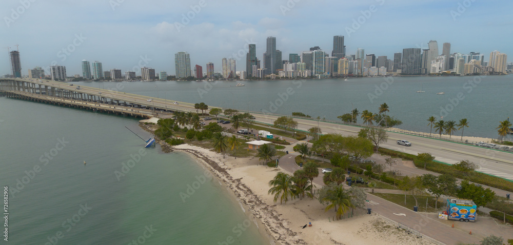 Miami seen from Key Biscayne Bay in Florida, United States Miami seen from Key Biscayne Bay in Florida, United States