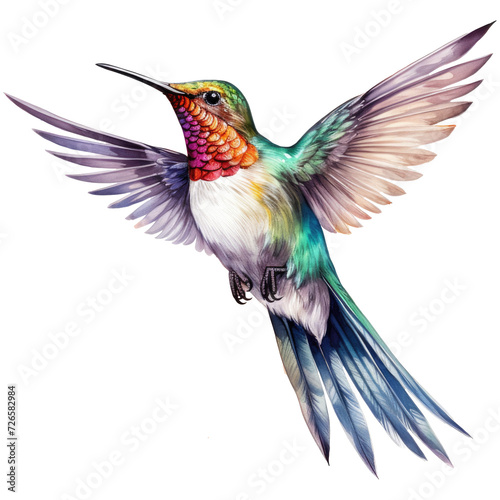 Watercolor hummingbird isolated on transparent background © juliiapanukoffa
